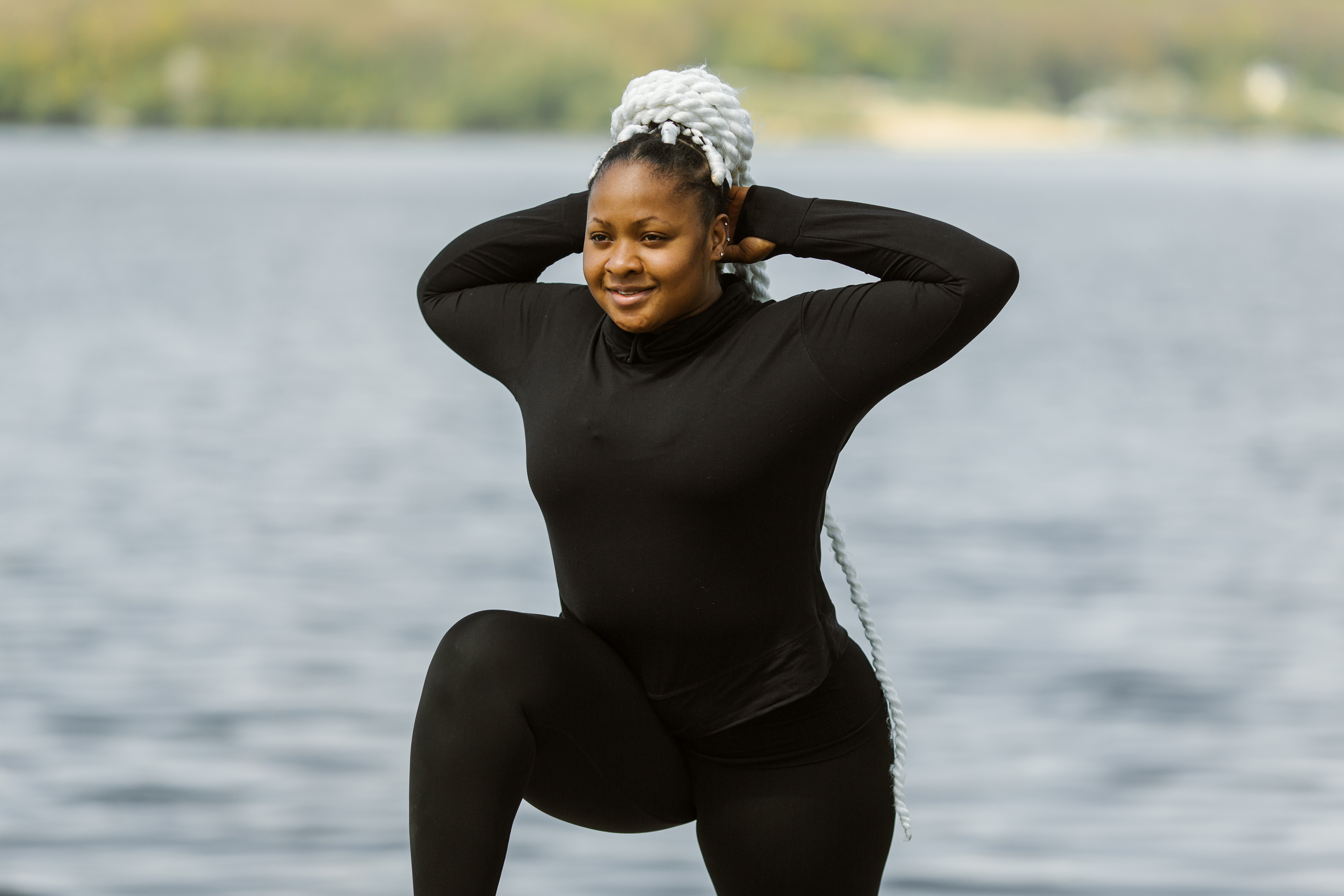 Young female having training outdoor